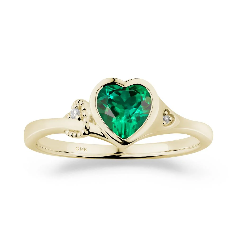Heart Cut Emerald Full Bezel Ring