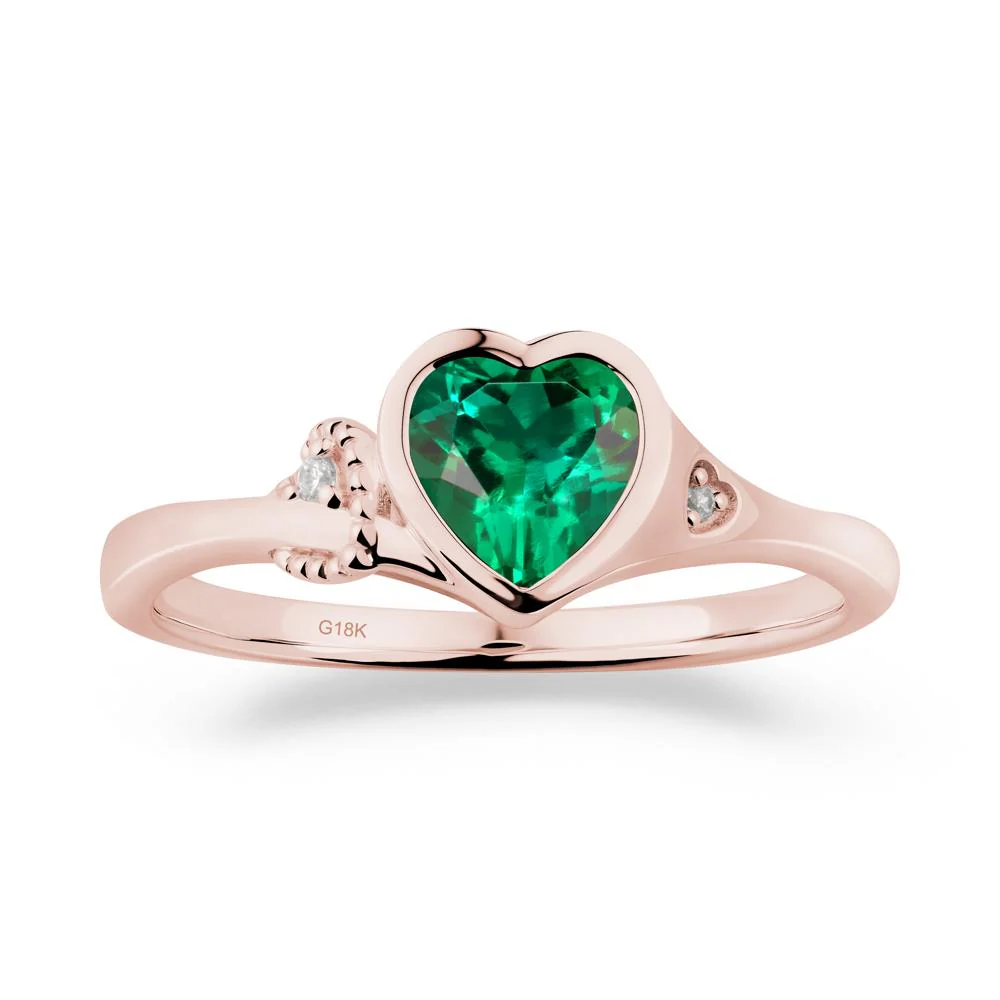 Heart Cut Emerald Full Bezel Ring - Image 4