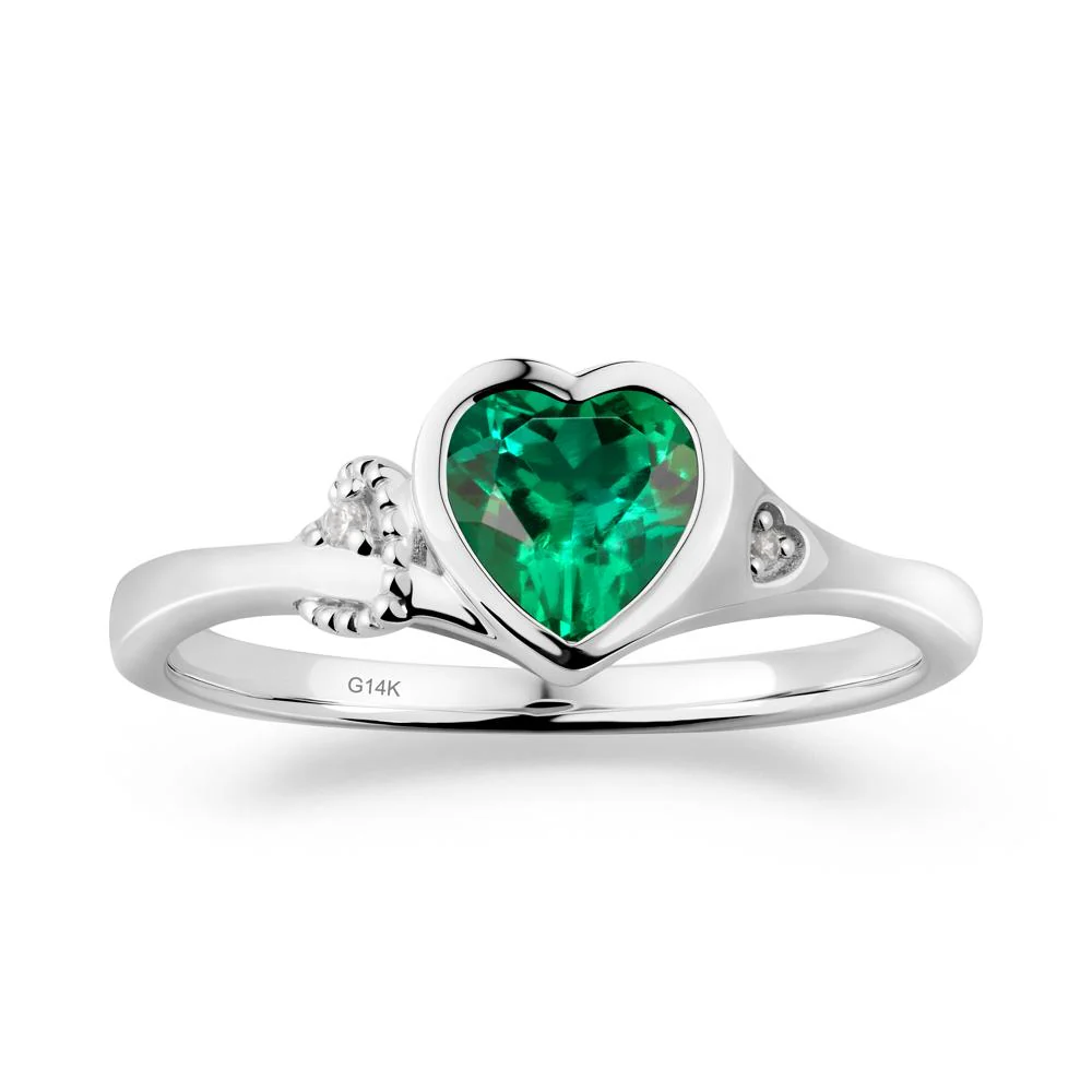 Heart Cut Emerald Full Bezel Ring - Image 7