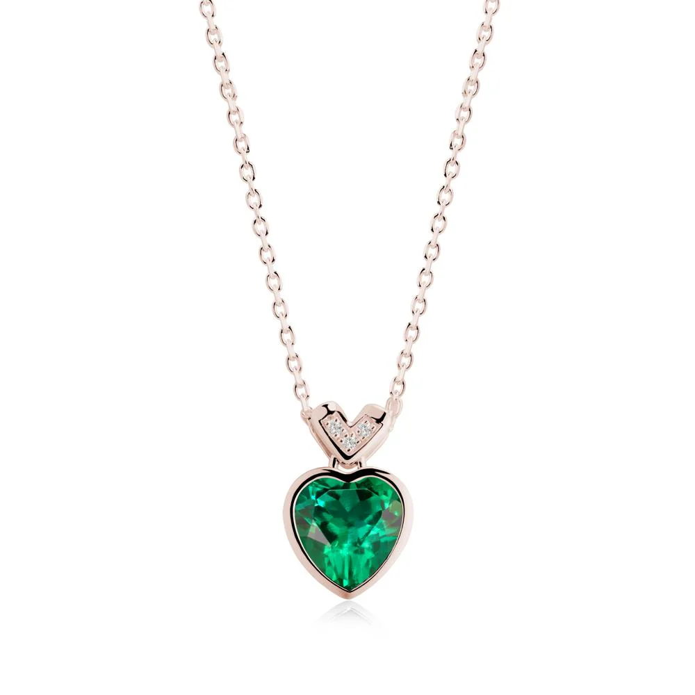 Heart-Cut Emerald Necklace with Chevron - Image 7