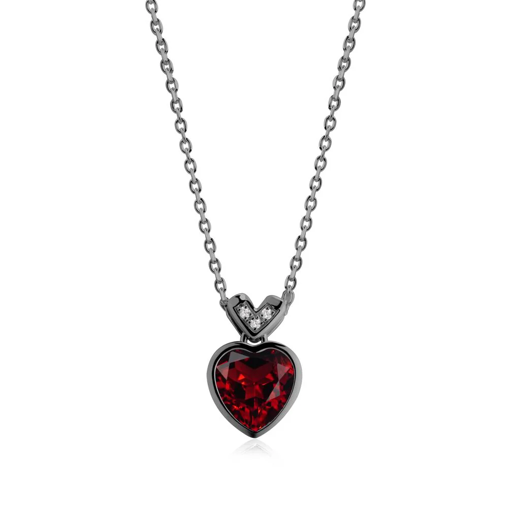 Heart-Cut Garnet Necklace with Chevron