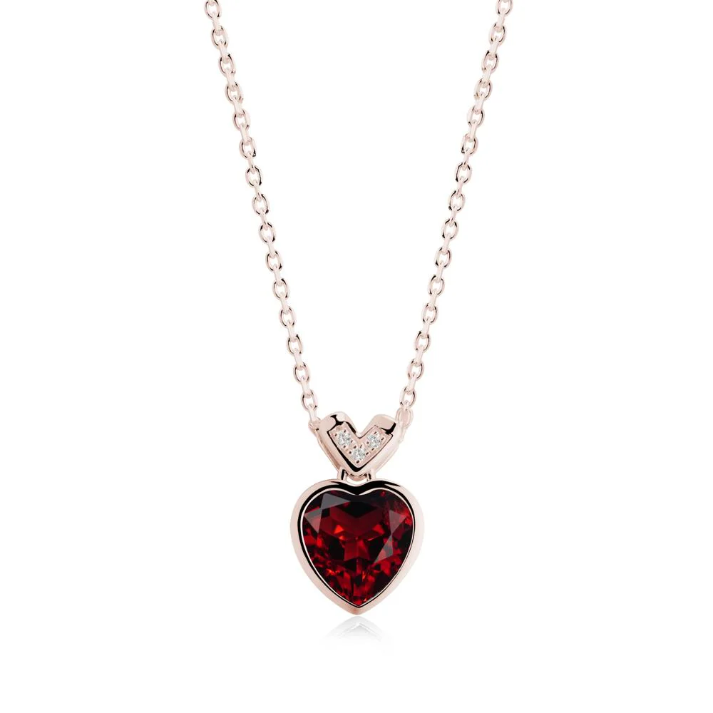 Heart-Cut Garnet Necklace with Chevron - Image 3