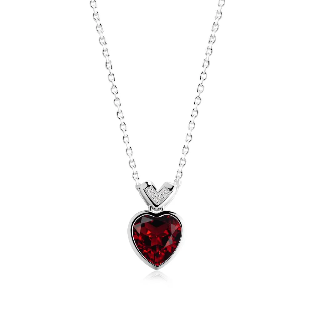 Heart-Cut Garnet Necklace with Chevron - Image 4