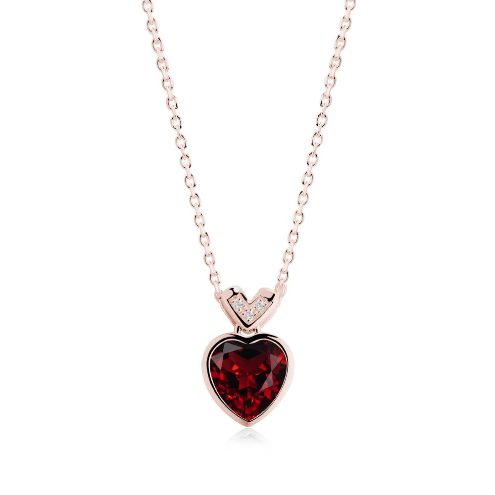 Heart-Cut Garnet Necklace with Chevron - Image 5