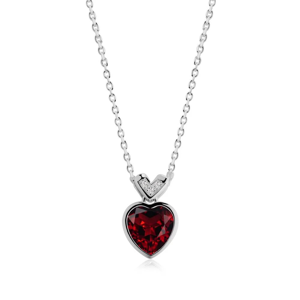 Heart-Cut Garnet Necklace with Chevron - Image 6