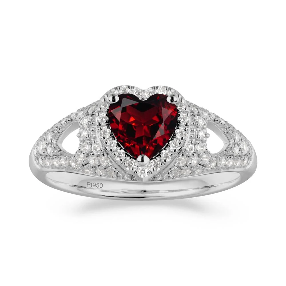 Heart Cut Garnet Pave Ring