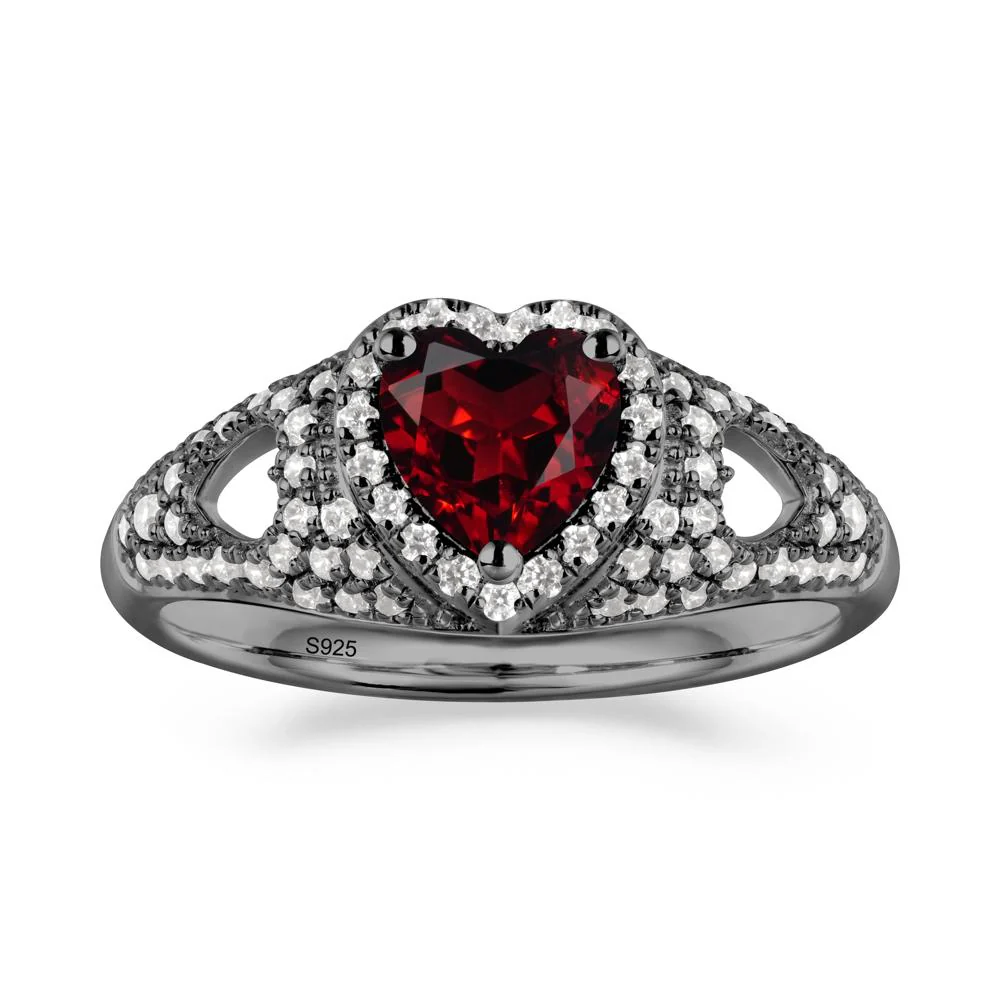 Heart Cut Garnet Pave Ring - Image 8