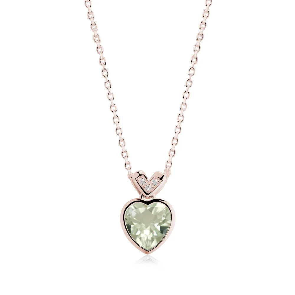Heart-Cut Green Amethyst Necklace with Chevron - Image 2