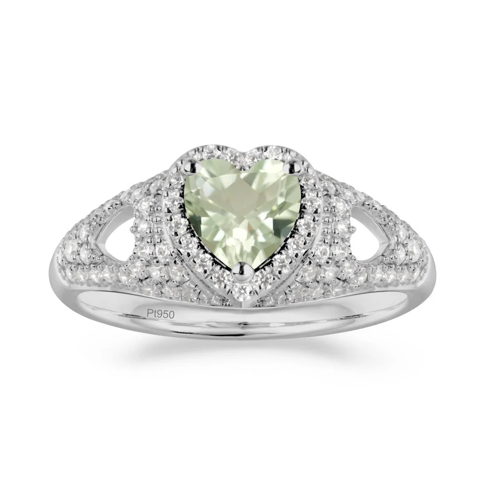 Heart Cut Green Amethyst Pave Ring - Image 2