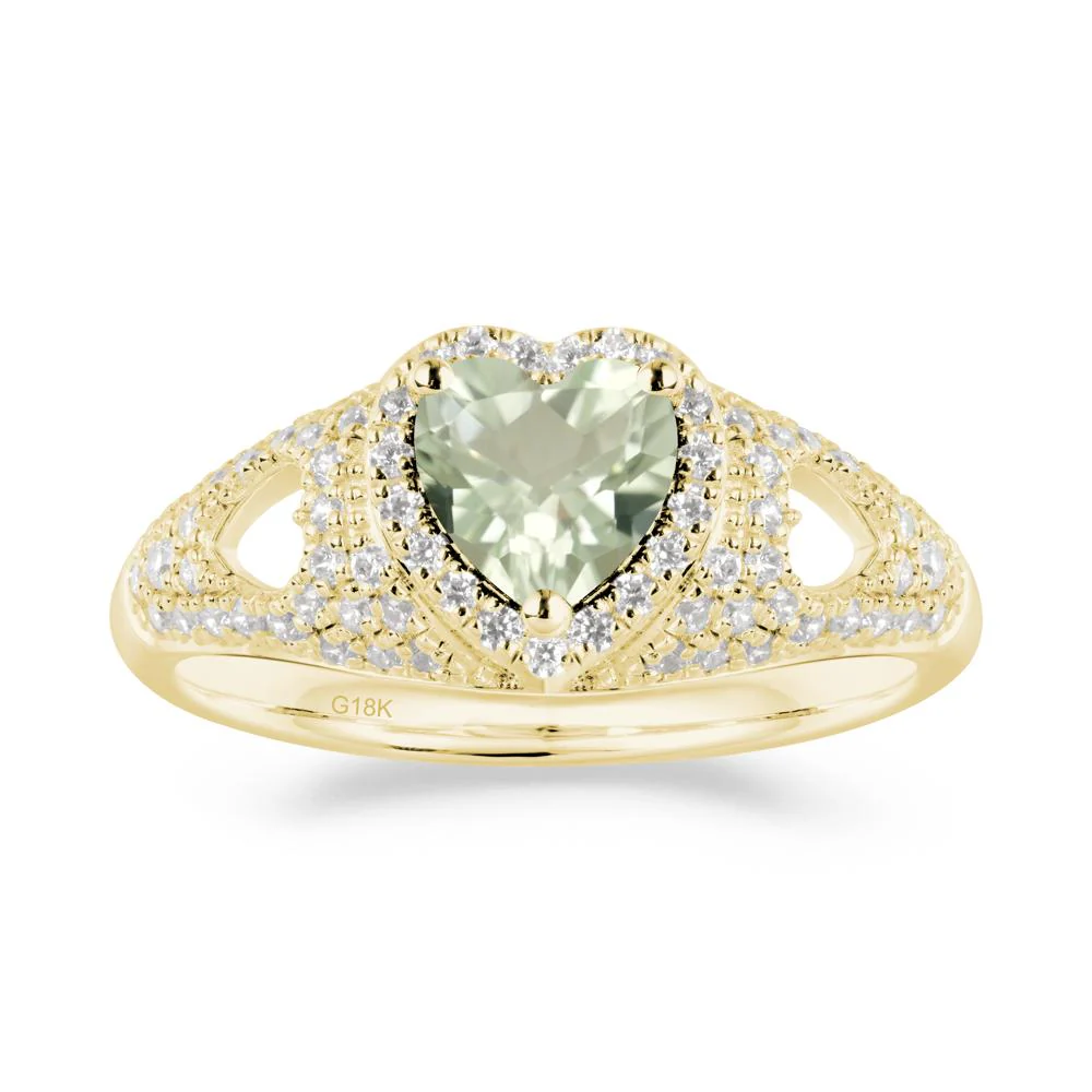 Heart Cut Green Amethyst Pave Ring - Image 3