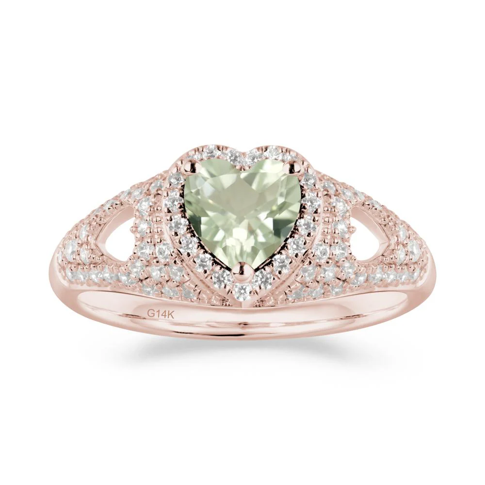 Heart Cut Green Amethyst Pave Ring - Image 6