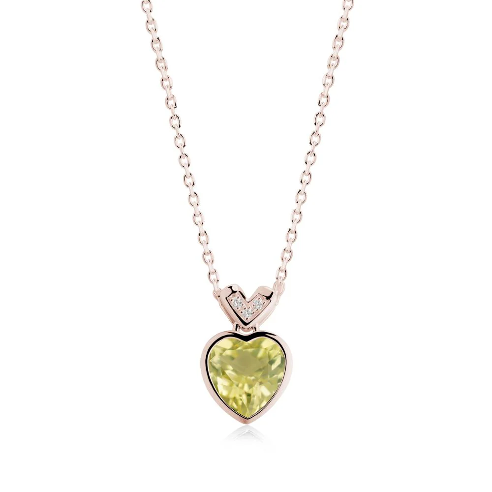 Heart-Cut Lemon Quartz Necklace with Chevron