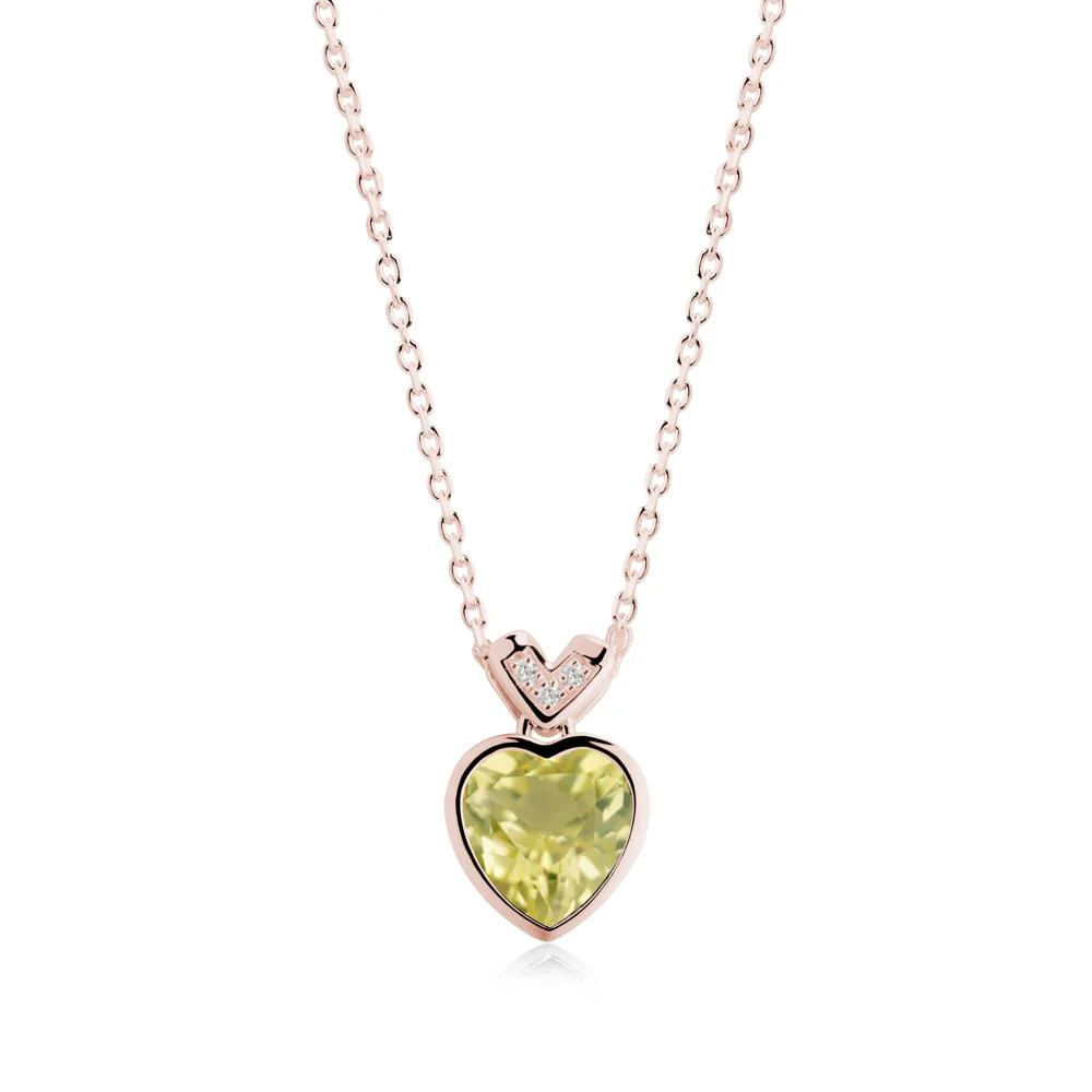 Heart-Cut Lemon Quartz Necklace with Chevron - Image 2