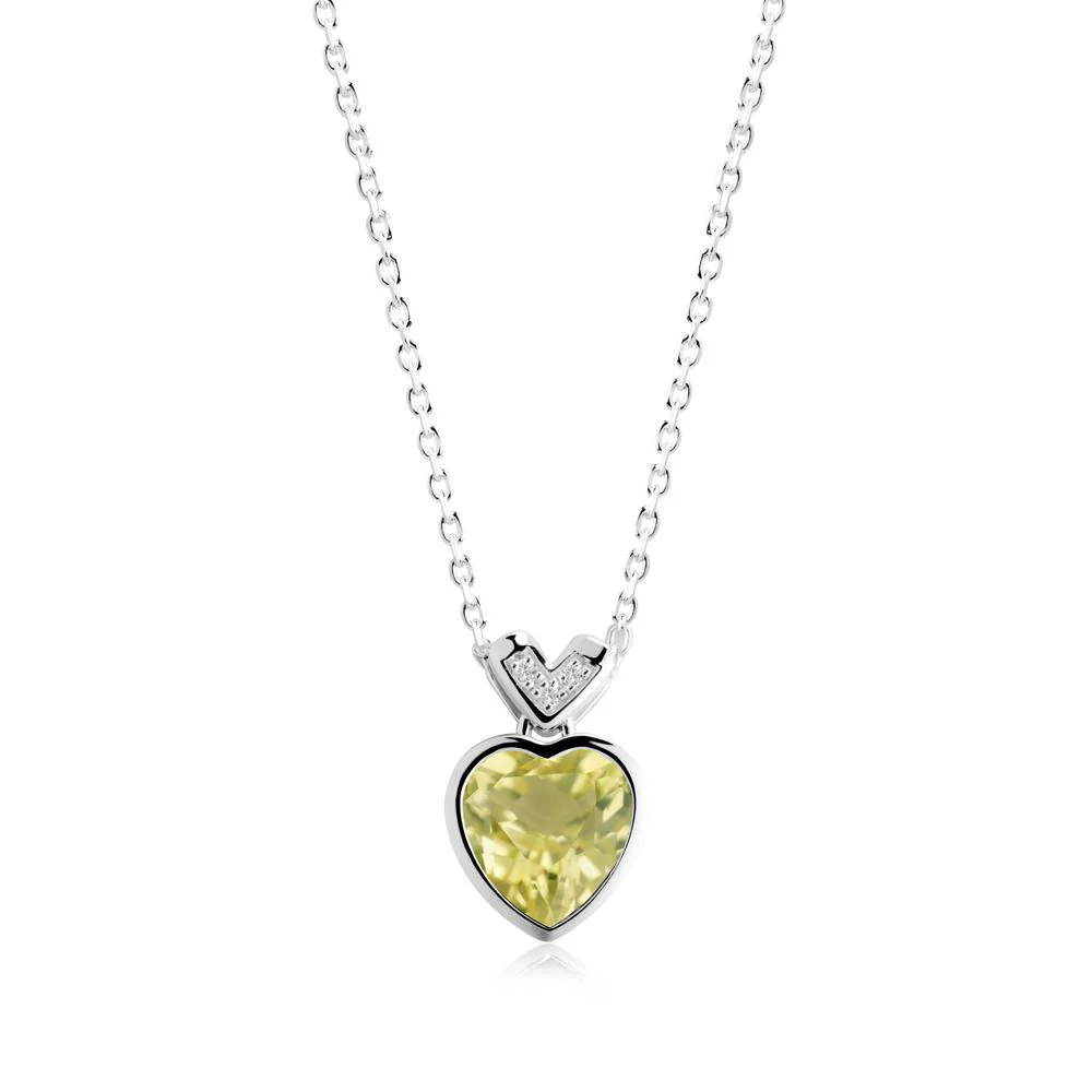 Heart-Cut Lemon Quartz Necklace with Chevron - Image 3