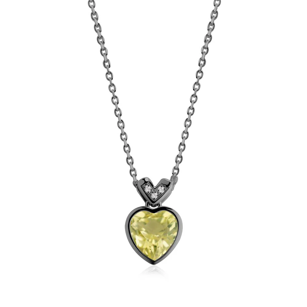 Heart-Cut Lemon Quartz Necklace with Chevron - Image 4