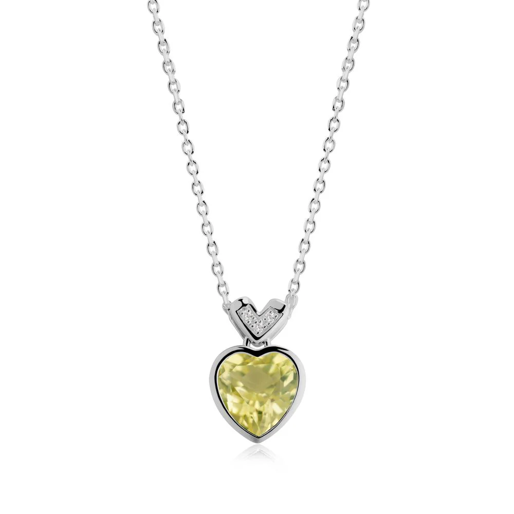 Heart-Cut Lemon Quartz Necklace with Chevron - Image 6