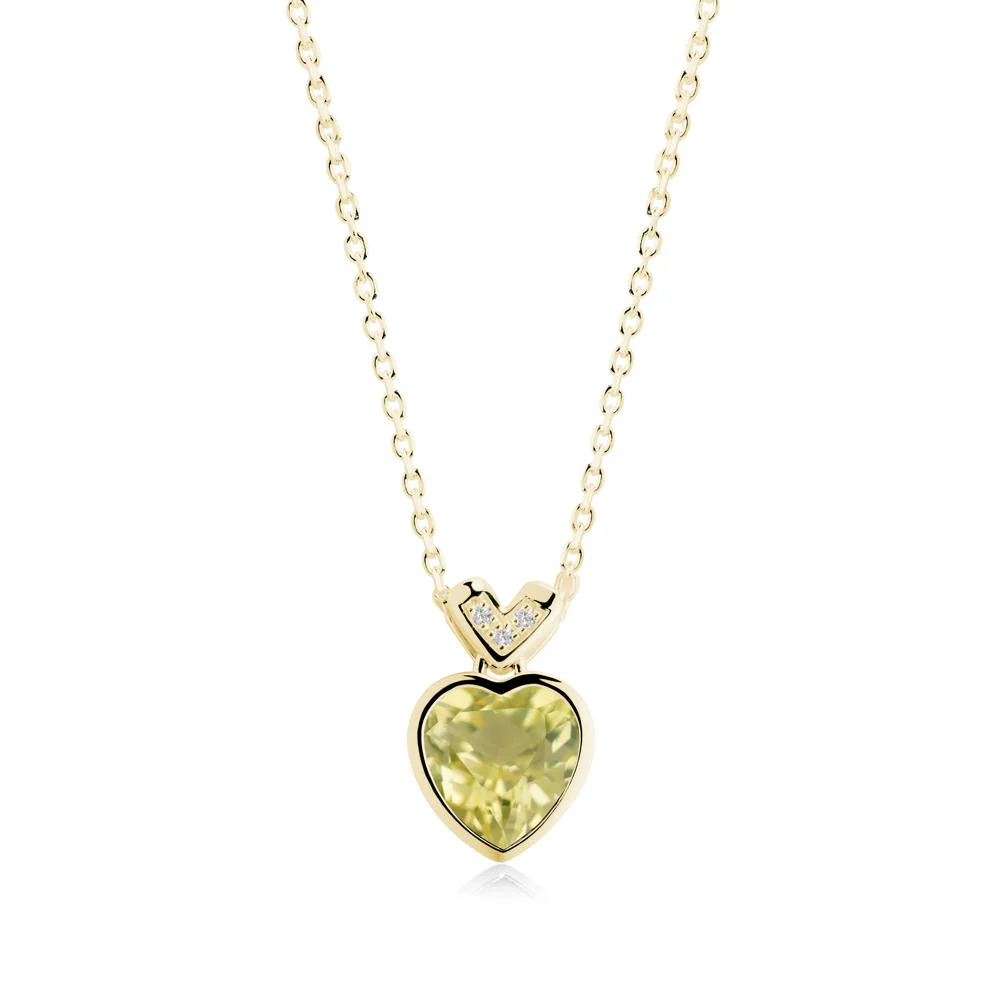 Heart-Cut Lemon Quartz Necklace with Chevron - Image 7