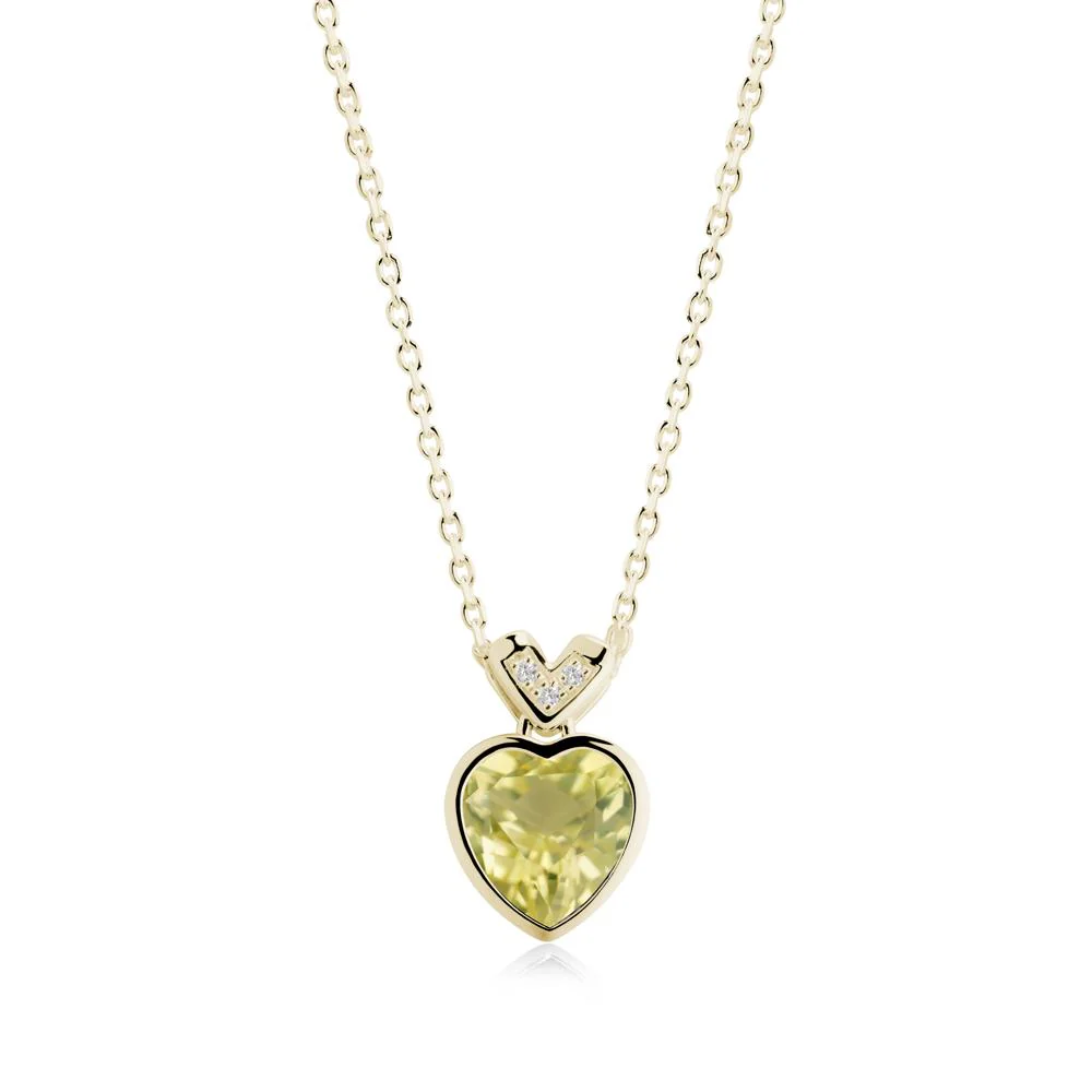 Heart-Cut Lemon Quartz Necklace with Chevron - Image 8