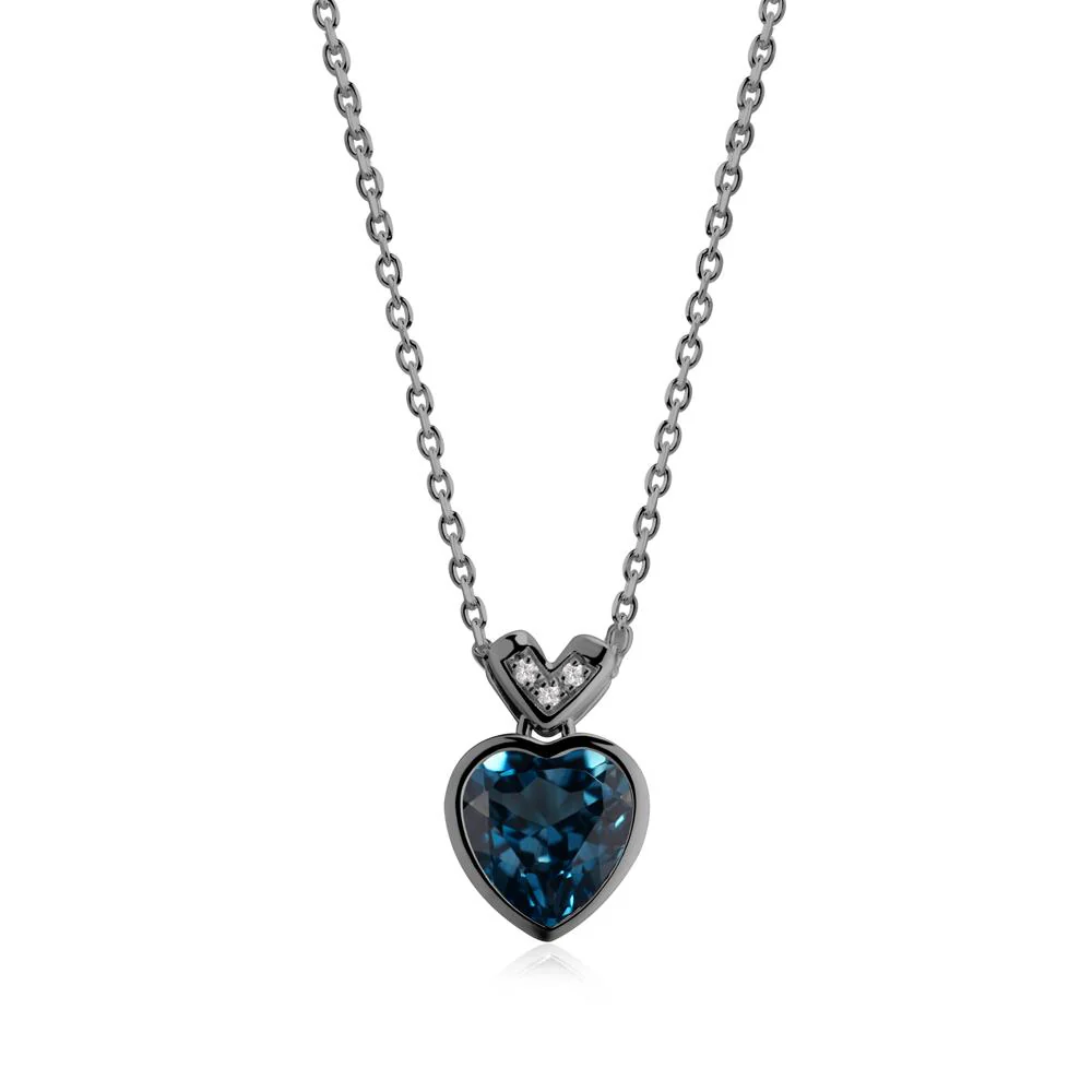 Heart-Cut London Blue Topaz Necklace with Chevron