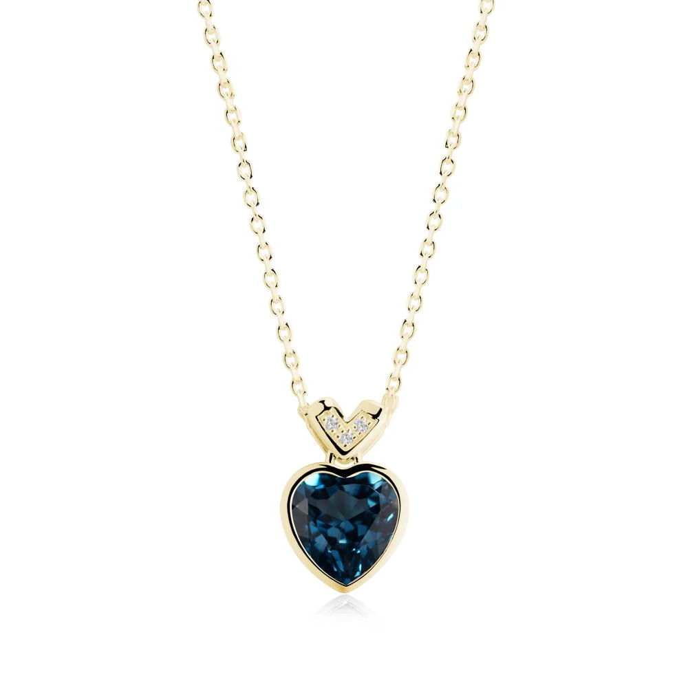Heart-Cut London Blue Topaz Necklace with Chevron - Image 3