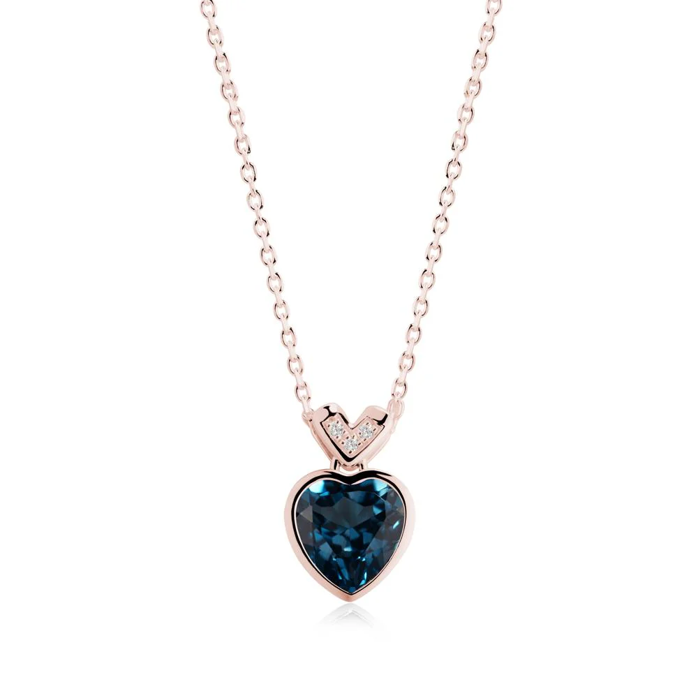 Heart-Cut London Blue Topaz Necklace with Chevron - Image 5