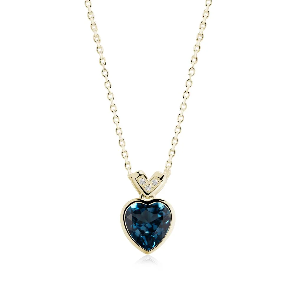 Heart-Cut London Blue Topaz Necklace with Chevron - Image 6