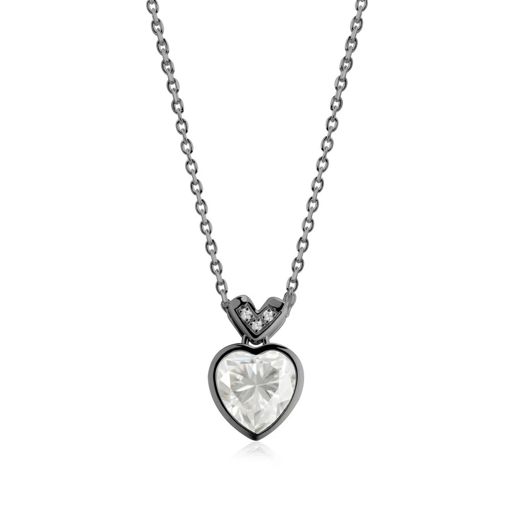Heart-Cut Moissanite Necklace with Chevron