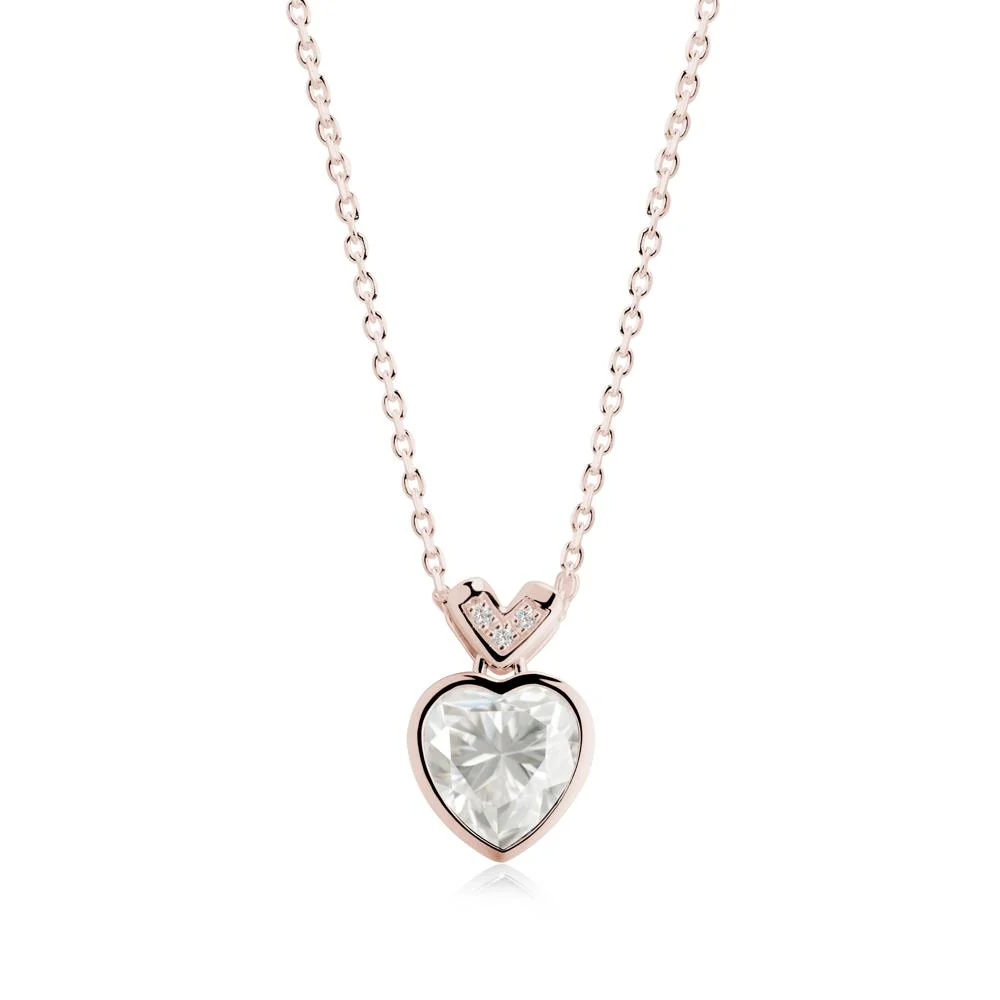 Heart-Cut Moissanite Necklace with Chevron - Image 6