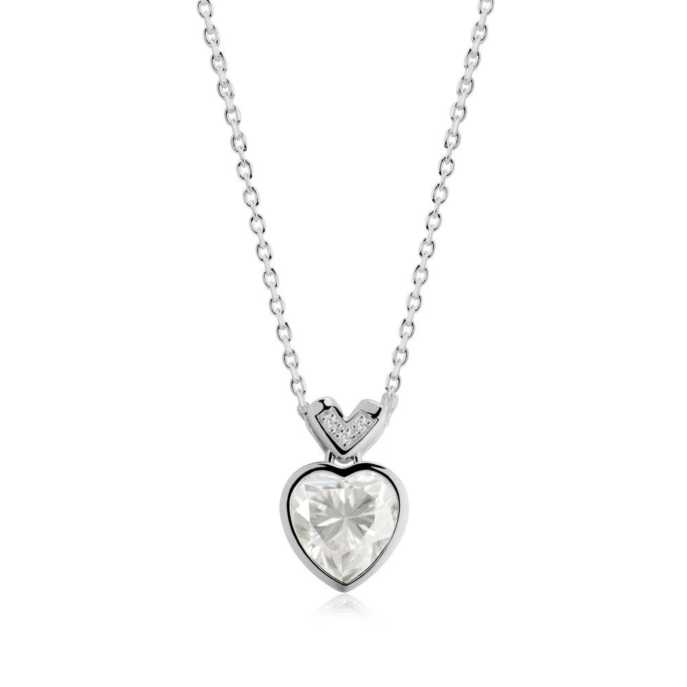 Heart-Cut Moissanite Necklace with Chevron - Image 8
