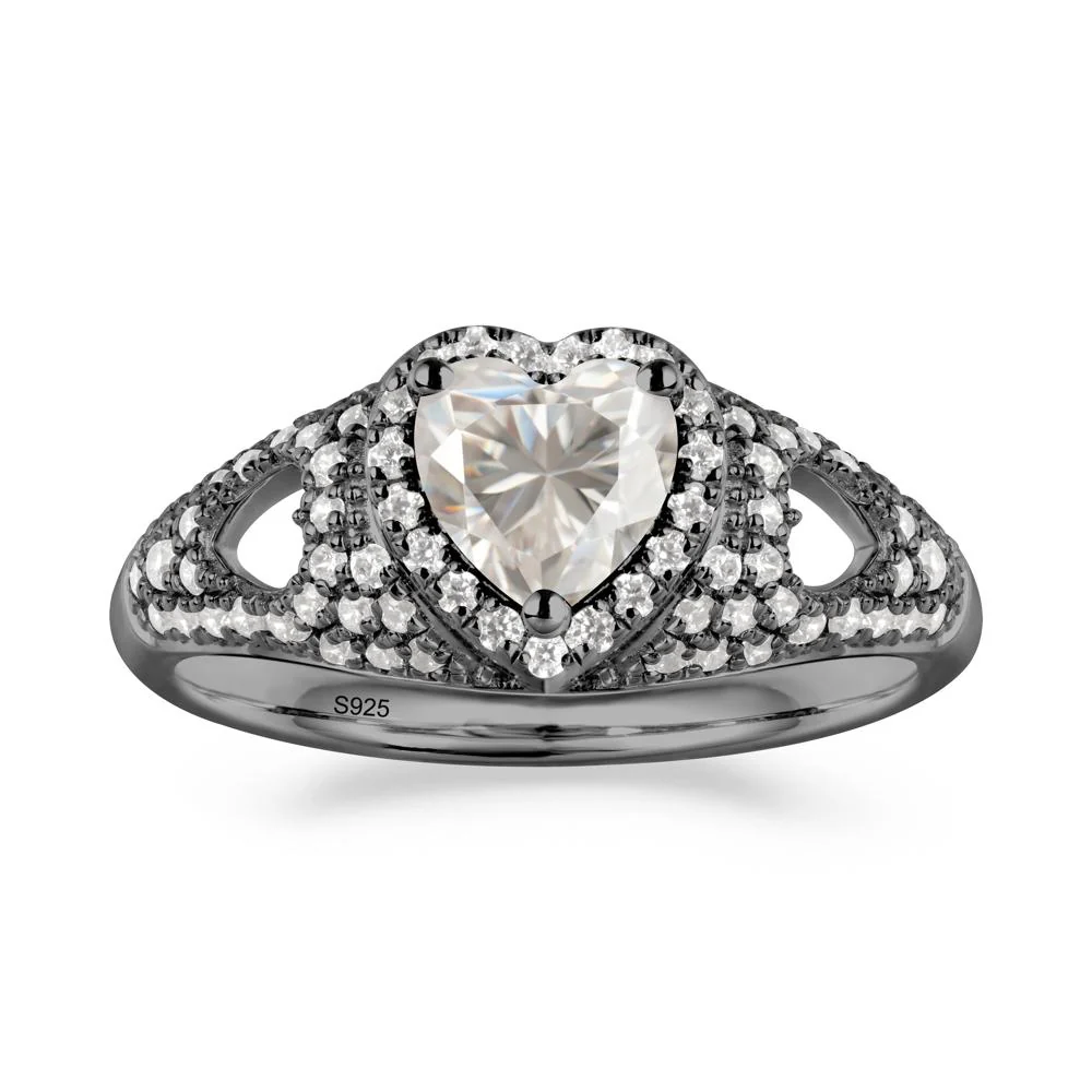 Heart Cut Moissanite Pave Ring - Image 3