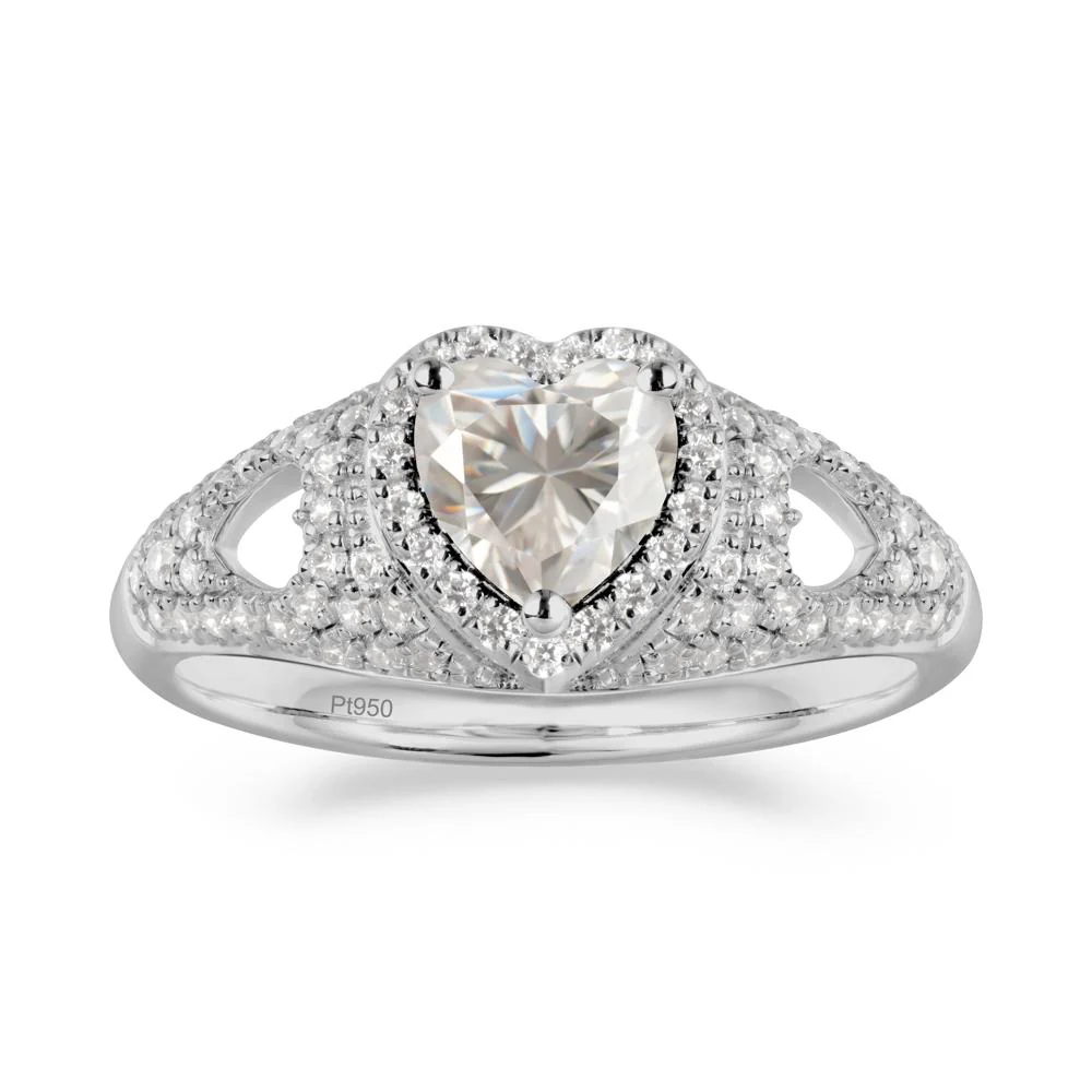 Heart Cut Moissanite Pave Ring - Image 5
