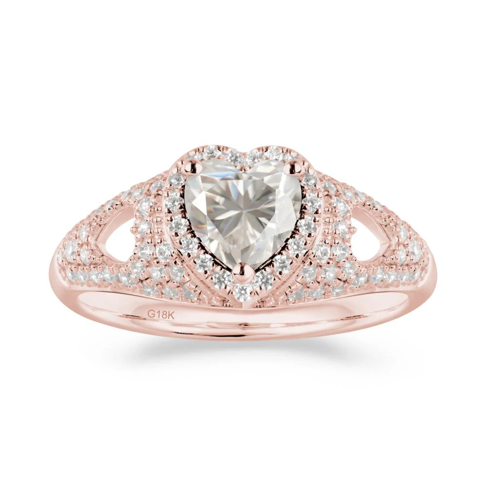 Heart Cut Moissanite Pave Ring - Image 9