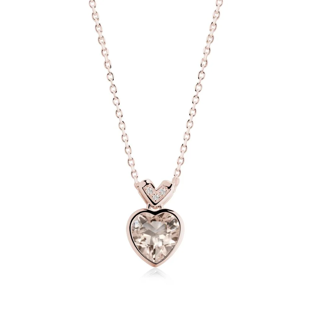 Heart-Cut Morganite Necklace with Chevron - Image 2