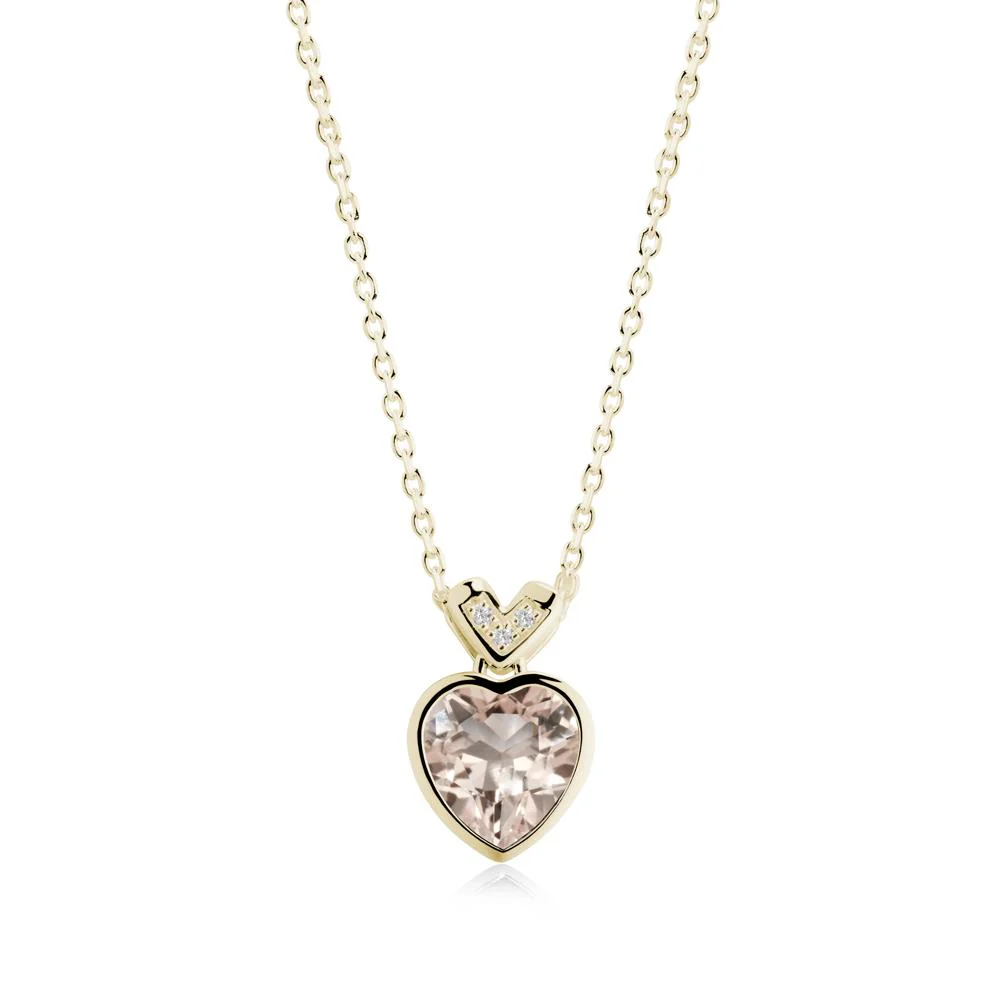 Heart-Cut Morganite Necklace with Chevron - Image 4