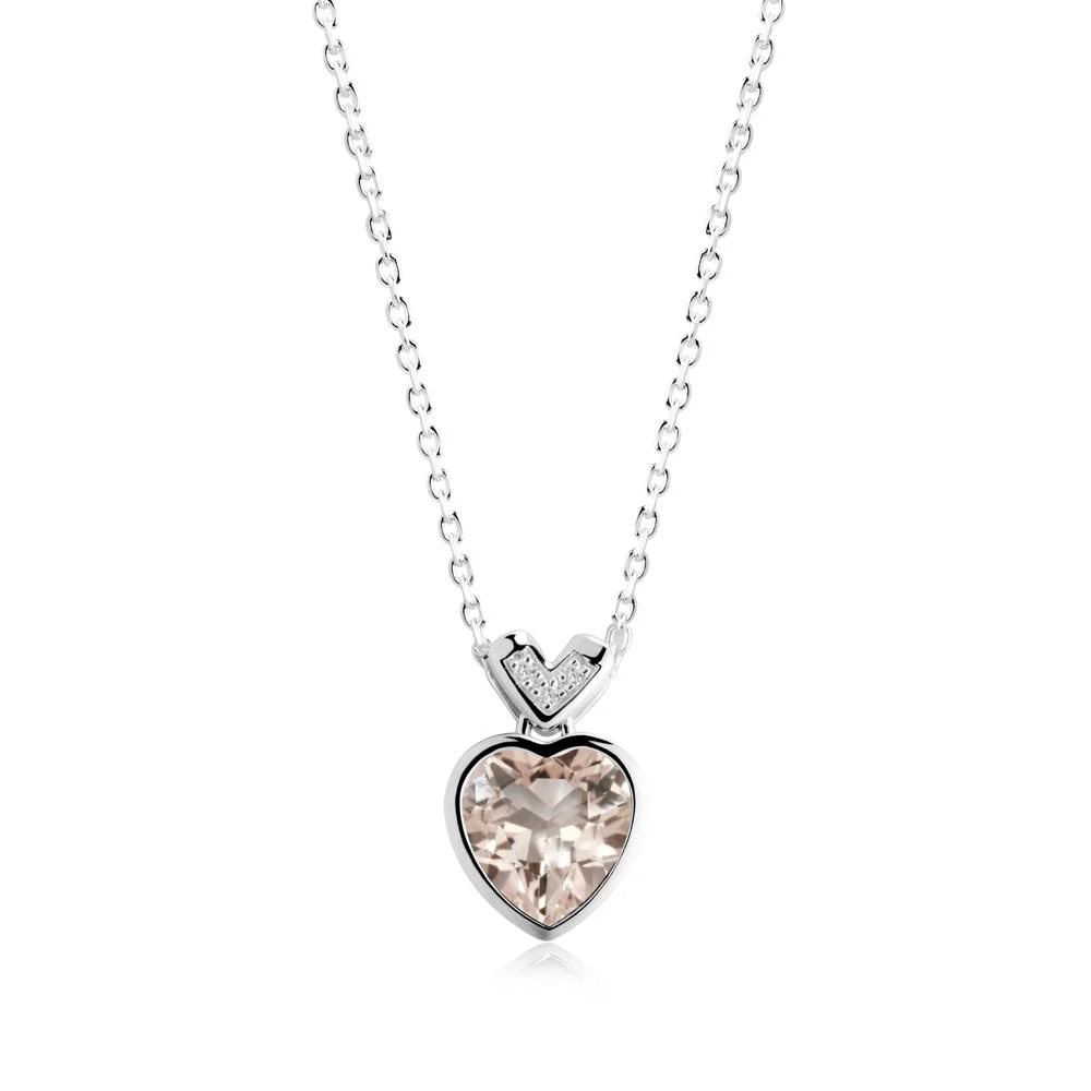 Heart-Cut Morganite Necklace with Chevron - Image 5