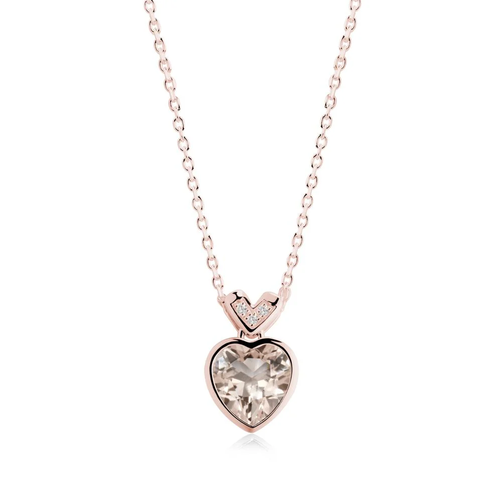 Heart-Cut Morganite Necklace with Chevron - Image 7