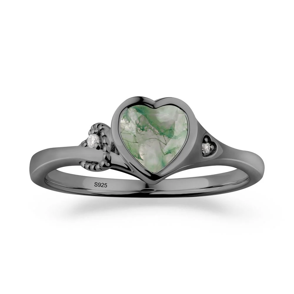 Heart Cut Moss Agate Full Bezel Ring - Image 4