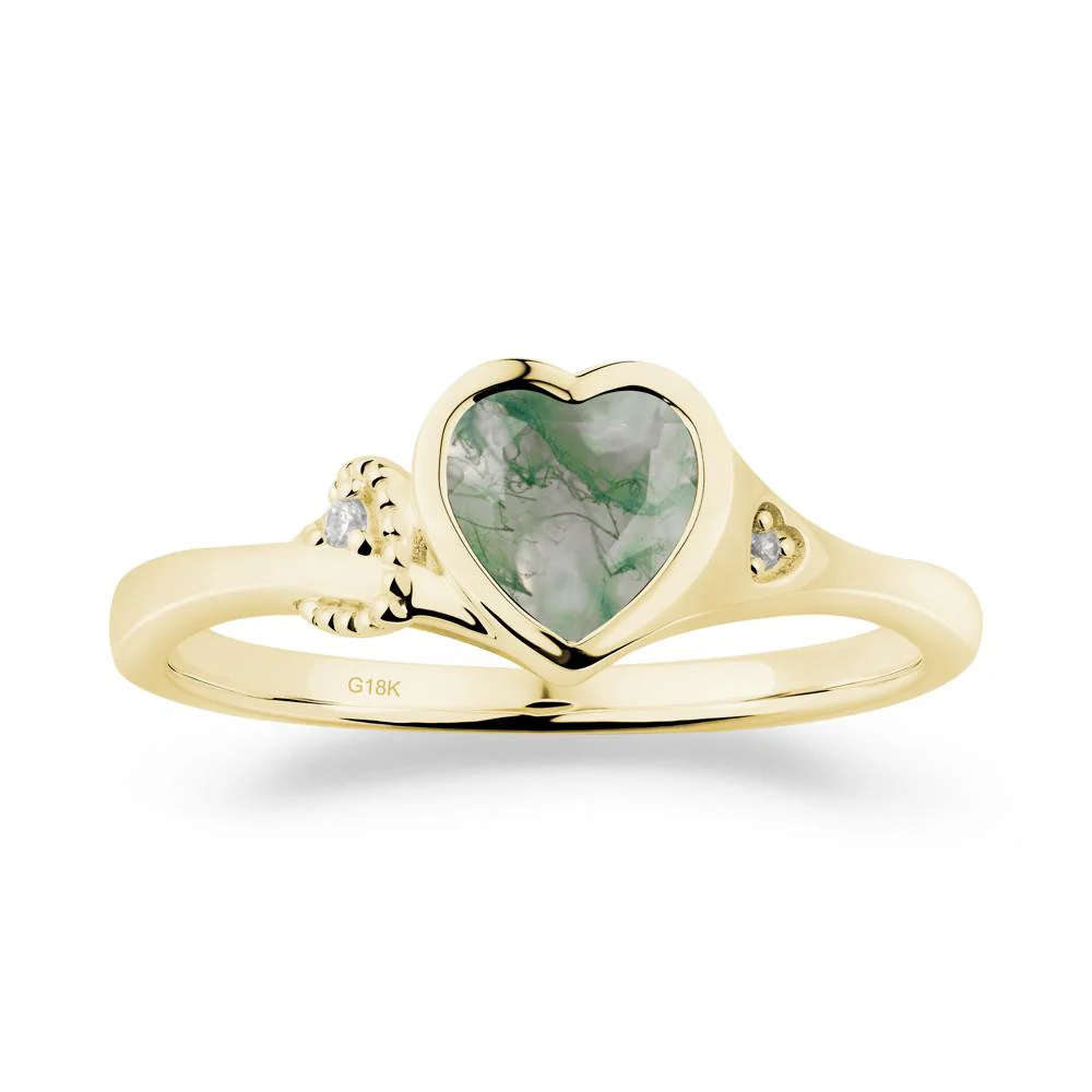 Heart Cut Moss Agate Full Bezel Ring - Image 7