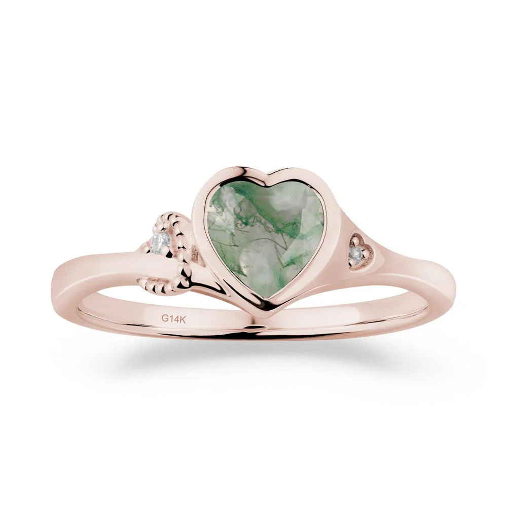 Heart Cut Moss Agate Full Bezel Ring - Image 8