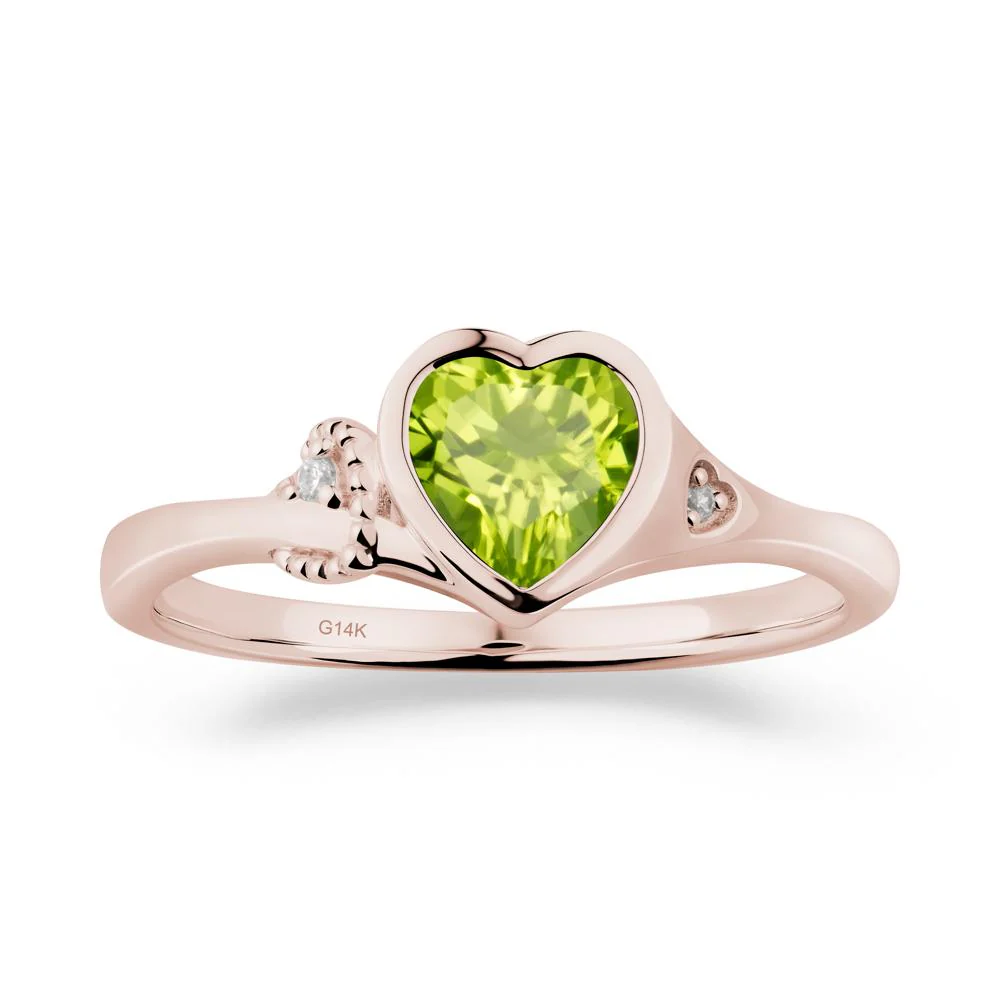 Heart Cut Peridot Full Bezel Ring - Image 5