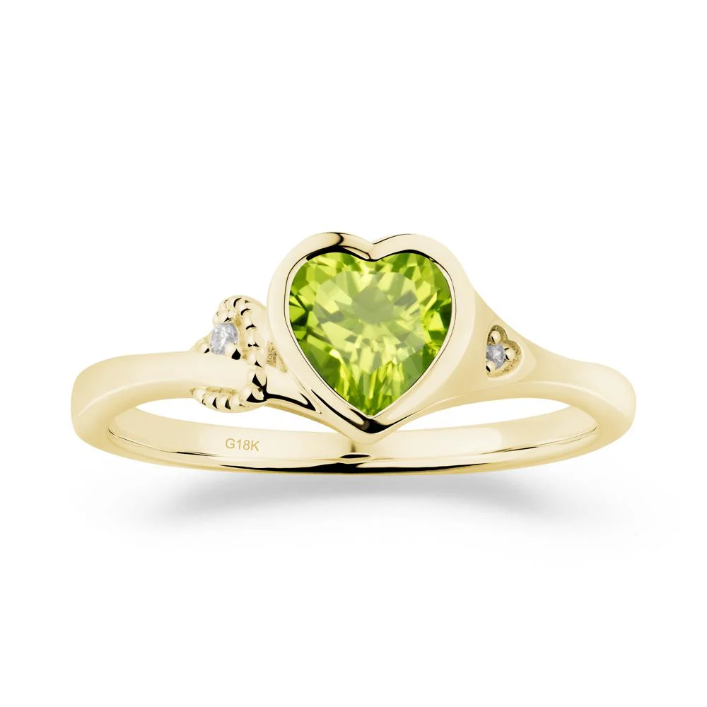 Heart Cut Peridot Full Bezel Ring - Image 8