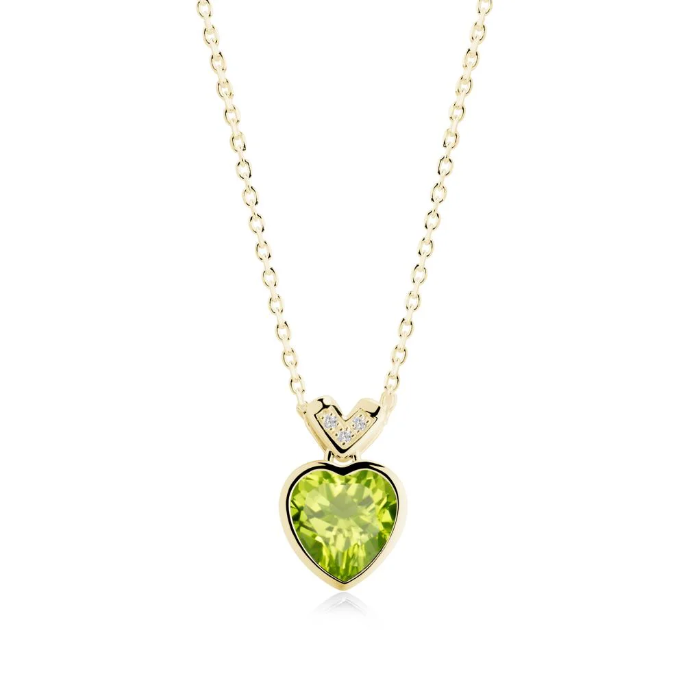 Heart-Cut Peridot Necklace with Chevron - Image 2