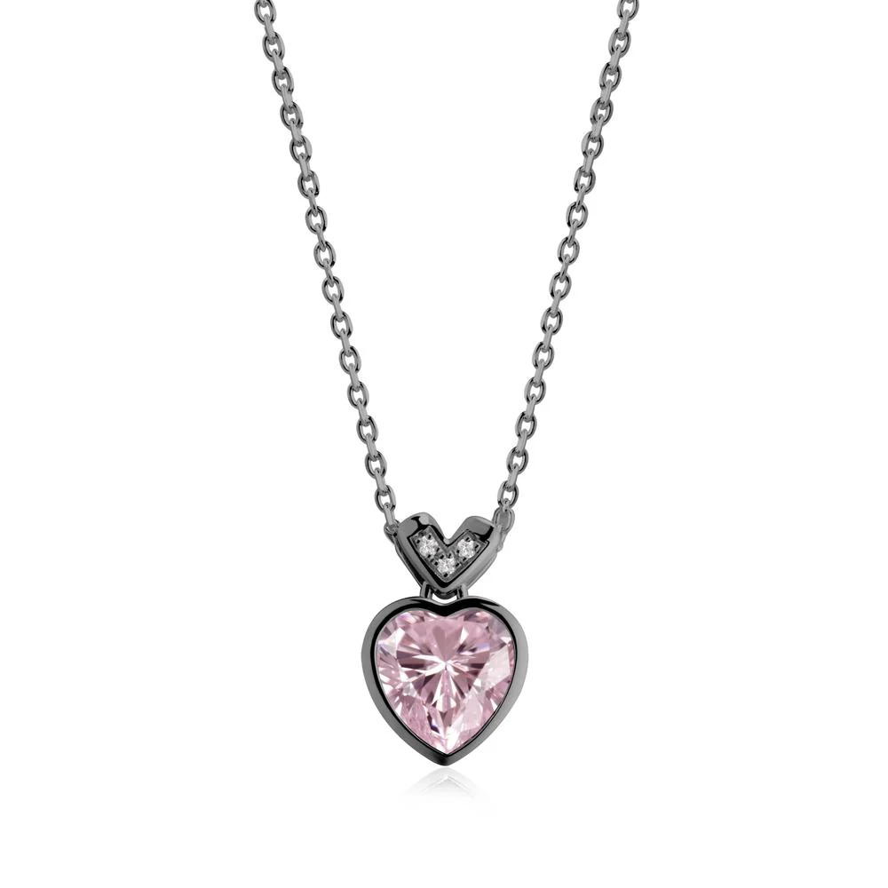 Heart-Cut Pink Cubic Zirconia Necklace with Chevron