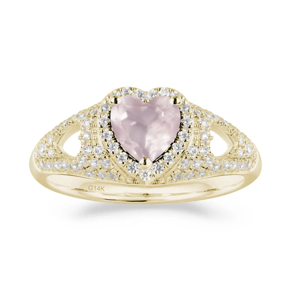 Heart Cut Rose Quartz Pave Ring - Image 6