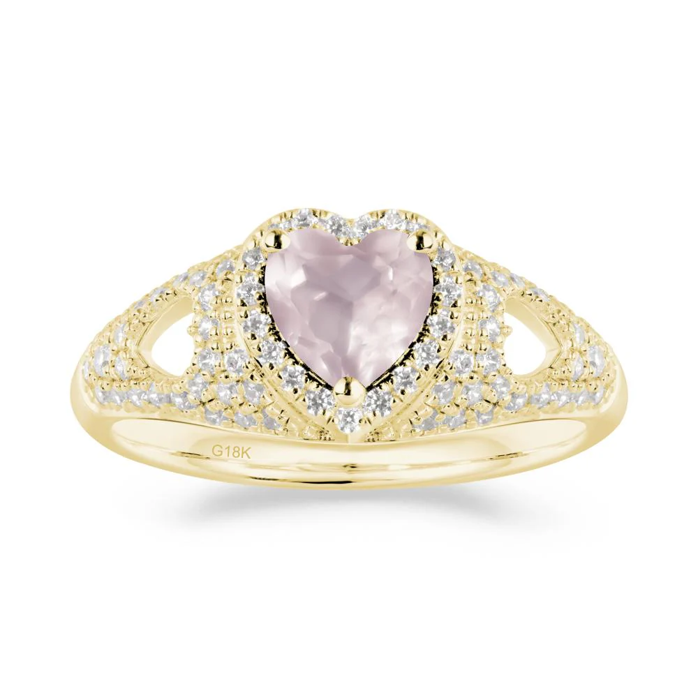 Heart Cut Rose Quartz Pave Ring - Image 7