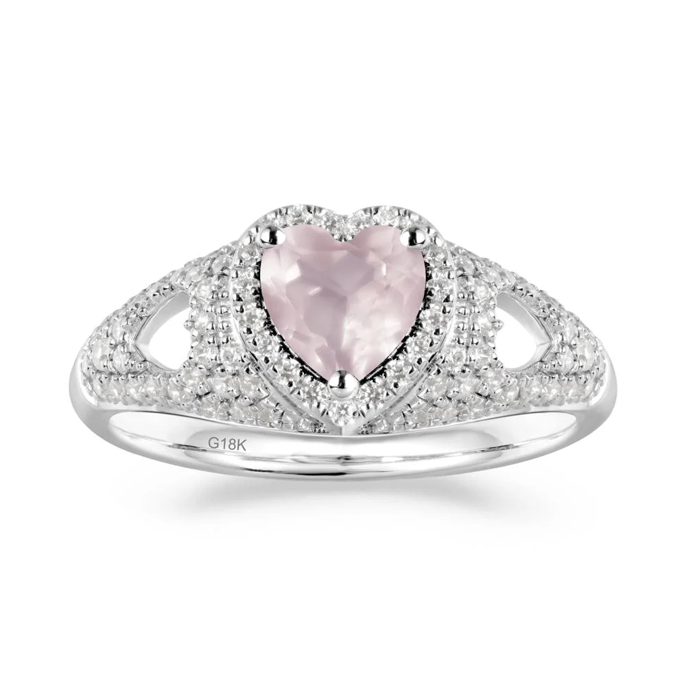 Heart Cut Rose Quartz Pave Ring - Image 9