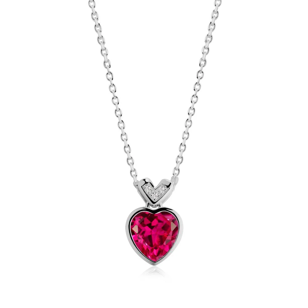 Heart-Cut Ruby Necklace with Chevron