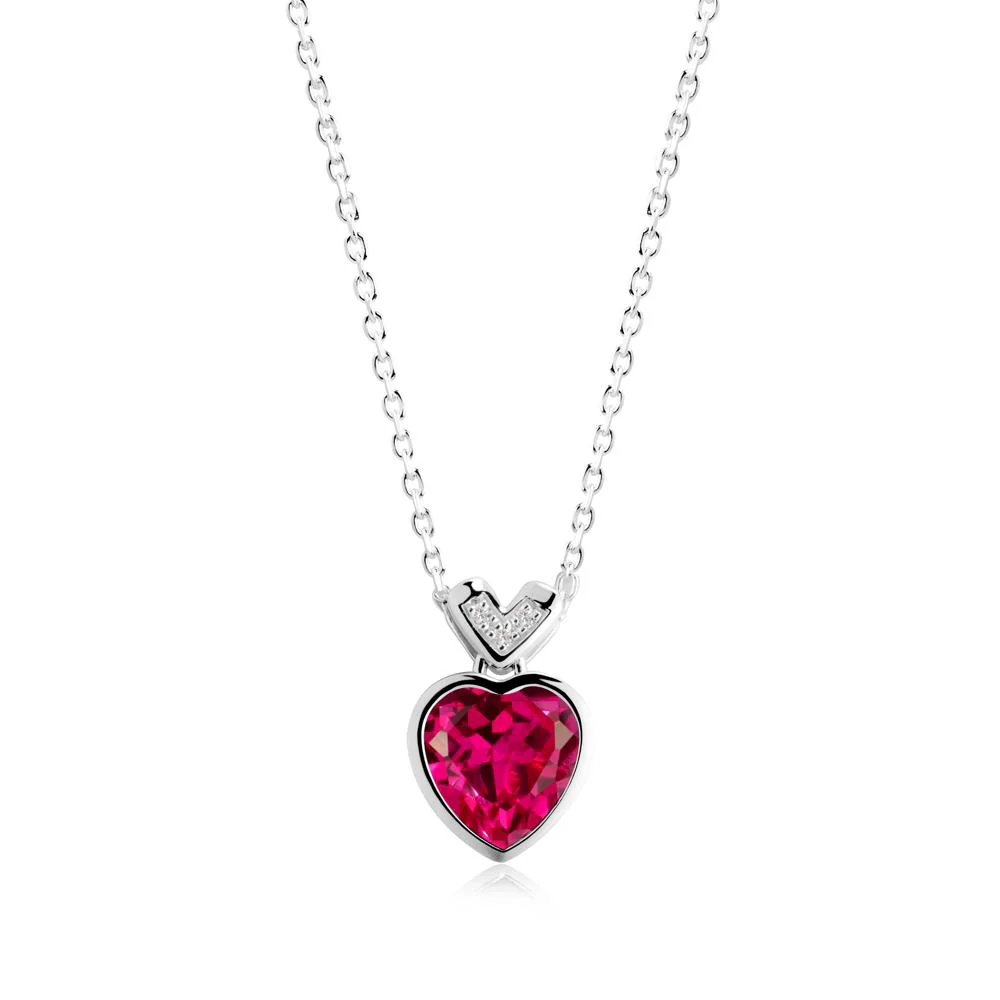 Heart-Cut Ruby Necklace with Chevron - Image 2