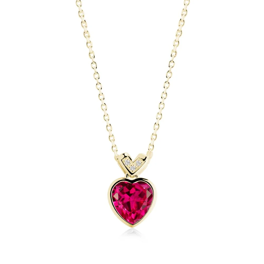 Heart-Cut Ruby Necklace with Chevron - Image 6