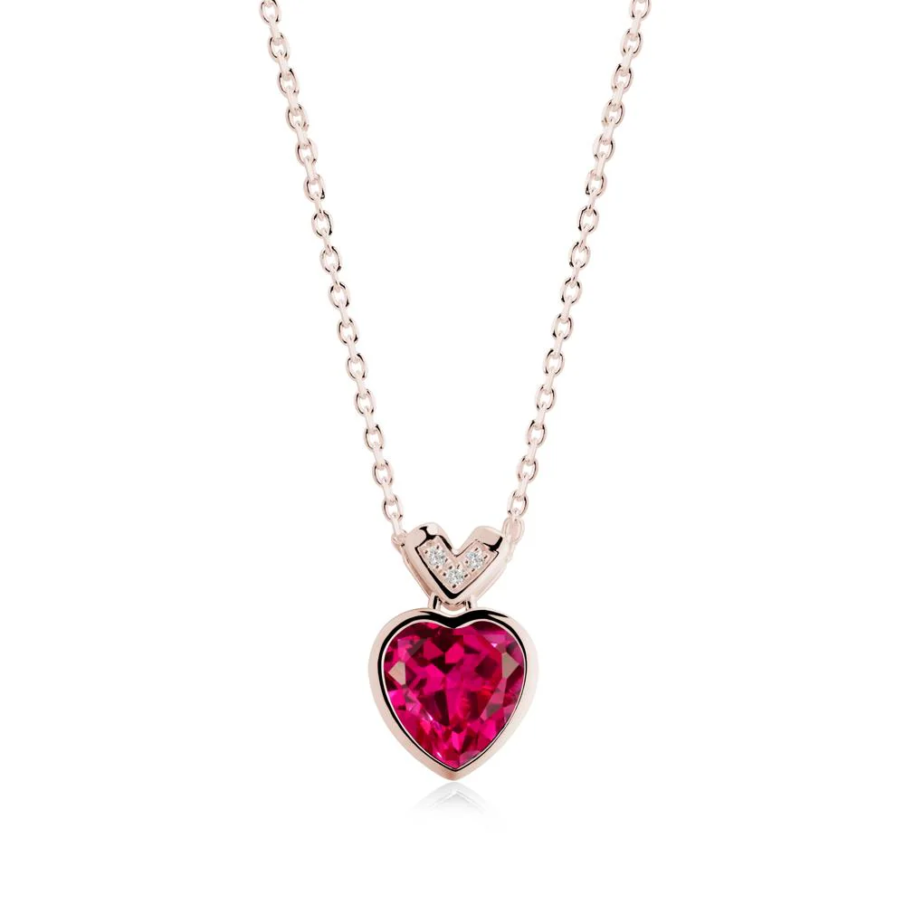 Heart-Cut Ruby Necklace with Chevron - Image 8